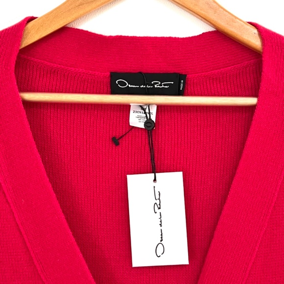 $2390 Oscar de la Renta Wool Long Cardigan In Pink - Picture 7 of 8
